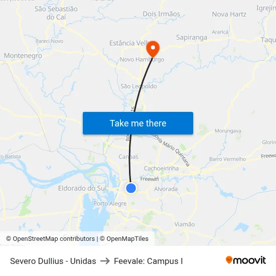 Severo Dullius - Unidas to Feevale: Campus I map