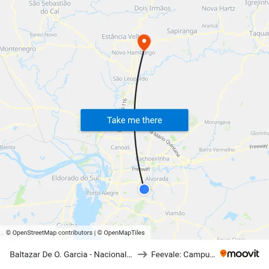 Baltazar De O. Garcia - Nacional Bc to Feevale: Campus I map