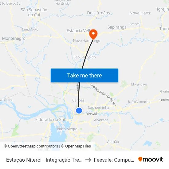 Estação Niterói - Integração Trem to Feevale: Campus I map