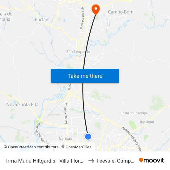 Irmã Maria Hiltgardis - Villa Florença to Feevale: Campus I map