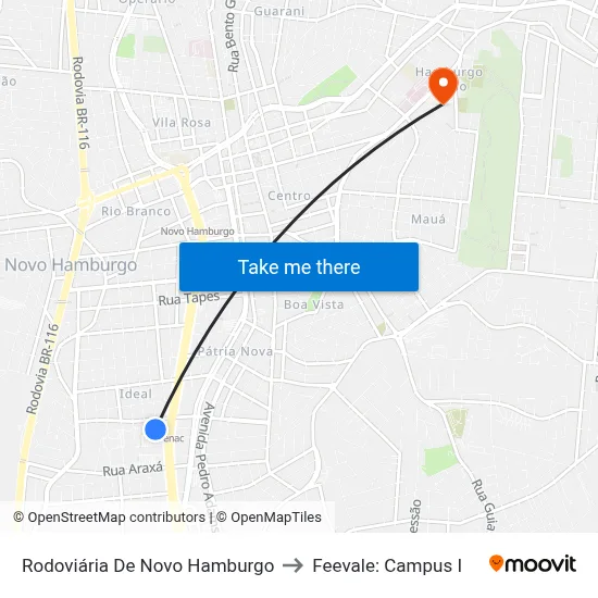 Rodoviária De Novo Hamburgo to Feevale: Campus I map