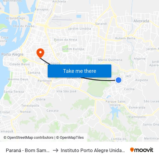 Paraná - Bom Samaritano to Instituto Porto Alegre Unidade Central map