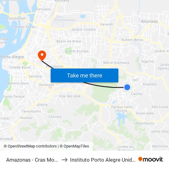Amazonas - Cras Monte Alegre to Instituto Porto Alegre Unidade Central map