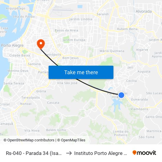 Rs-040 - Parada 34 (Isabel De Espanha) to Instituto Porto Alegre Unidade Central map