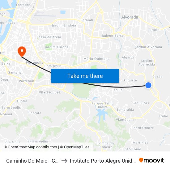 Caminho Do Meio - Castelinho to Instituto Porto Alegre Unidade Central map