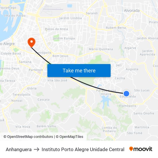 Anhanguera to Instituto Porto Alegre Unidade Central map