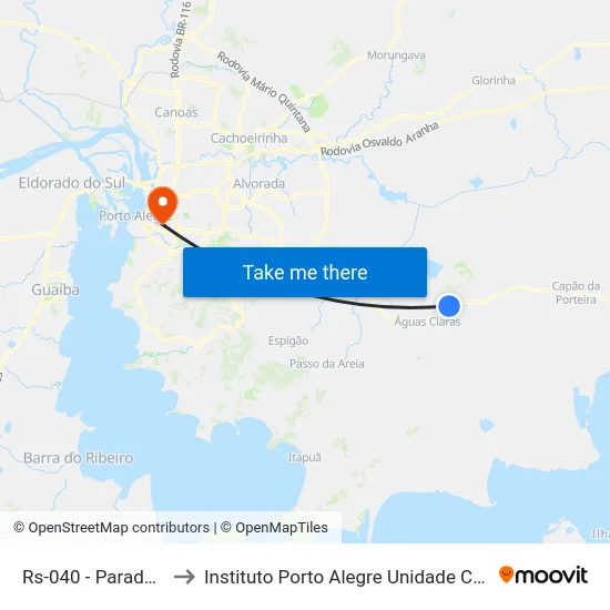 Rs-040 - Parada 95 to Instituto Porto Alegre Unidade Central map