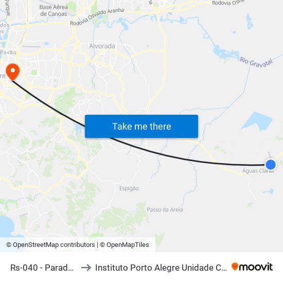 Rs-040 - Parada 91 to Instituto Porto Alegre Unidade Central map