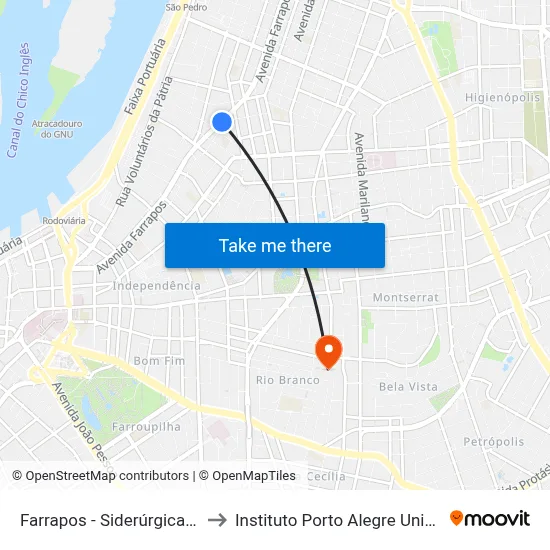 Farrapos - Siderúrgica [Bairro - C] to Instituto Porto Alegre Unidade Central map