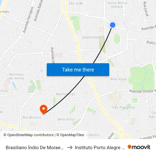 Brasiliano Índio De Moraes - Iapi [Bairro - Bc] to Instituto Porto Alegre Unidade Central map