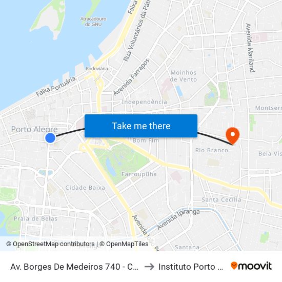 Av. Borges De Medeiros 740 - Centro Porto Alegre - Rs 90020-020 Brasil to Instituto Porto Alegre Unidade Central map