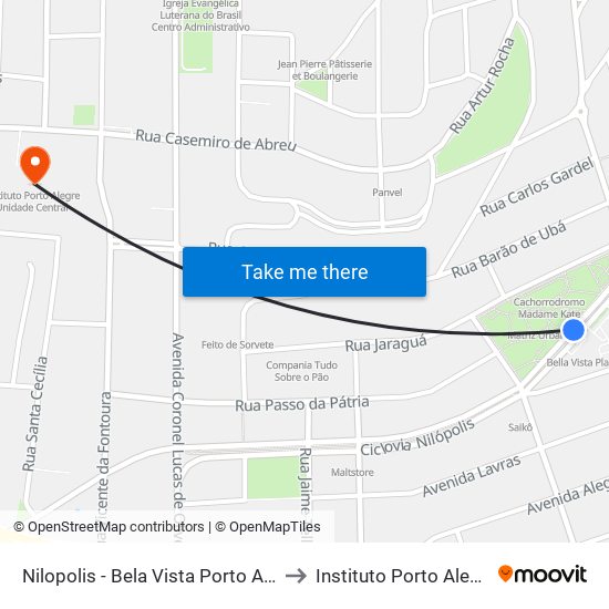 Nilopolis - Bela Vista Porto Alegre - Rs 90450-190 Brasil to Instituto Porto Alegre Unidade Central map