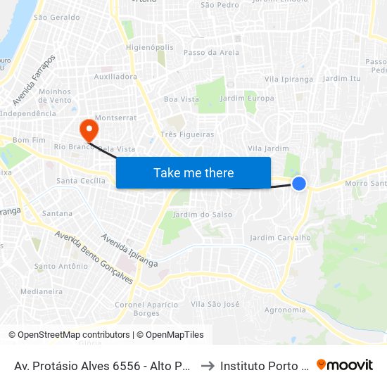 Av. Protásio Alves 6556 - Alto Petrópolis Porto Alegre - Rs 91210-280 Brasil to Instituto Porto Alegre Unidade Central map