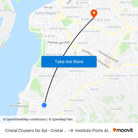 Cristal Cruzeiro Do Sul - Cristal Porto Alegre - Rs 90830-582 Brasil to Instituto Porto Alegre Unidade Central map