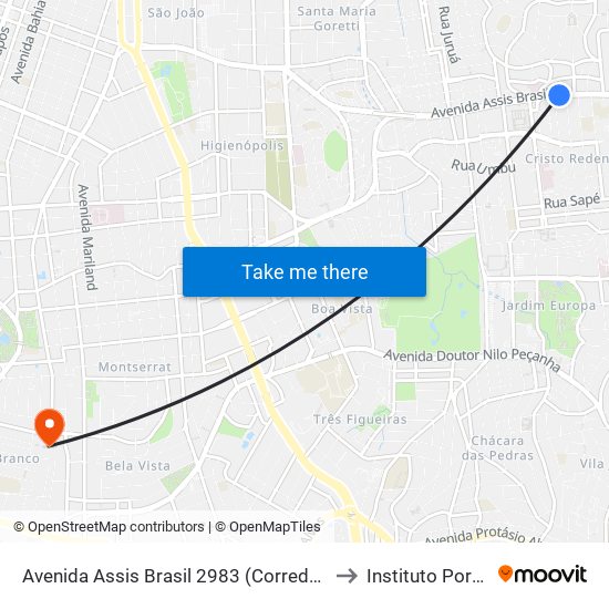 Avenida Assis Brasil 2983 (Corredor C/B) - Cristo Redentor Porto Alegre - Rs 91010-004 Brasil to Instituto Porto Alegre Unidade Central map