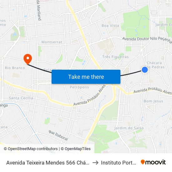 Avenida Teixeira Mendes 566 Chácara Das Pedras Porto Alegre - Rs 91330-390 Brasil to Instituto Porto Alegre Unidade Central map