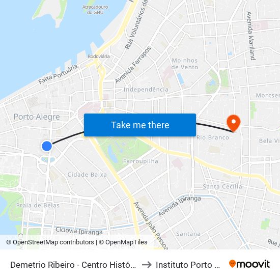 Demetrio Ribeiro - Centro Histórico Porto Alegre - Rs 90010-282 Brasil to Instituto Porto Alegre Unidade Central map