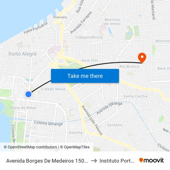 Avenida Borges De Medeiros 1501 Praia De Belas Porto Alegre - Rs 90110-150 Brasil to Instituto Porto Alegre Unidade Central map