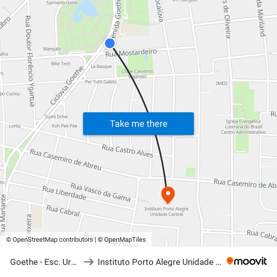 Goethe - Esc. Uruguai to Instituto Porto Alegre Unidade Central map