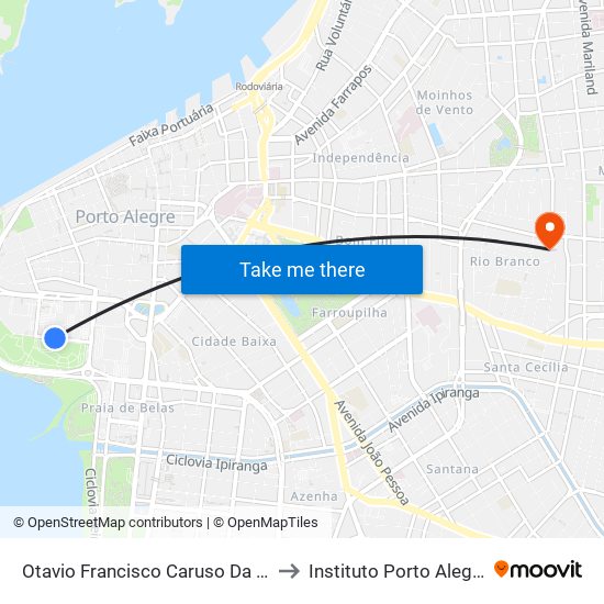 Otavio Francisco Caruso Da Rocha - Parque Harmonia to Instituto Porto Alegre Unidade Central map