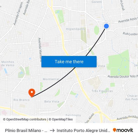 Plínio Brasil Milano - Carrefour to Instituto Porto Alegre Unidade Central map