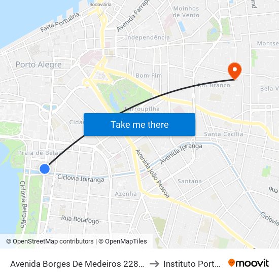 Avenida Borges De Medeiros 2280 Praia De Belas Porto Alegre - Rs 90110-150 Brasil to Instituto Porto Alegre Unidade Central map