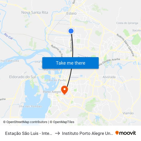 Estação São Luis - Integração Trem to Instituto Porto Alegre Unidade Central map