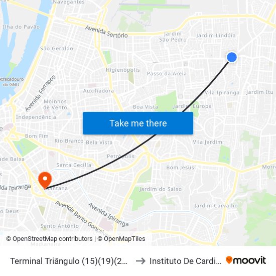 Terminal Triângulo (15)(19)(23)(27)(31) to Instituto De Cardiologia map