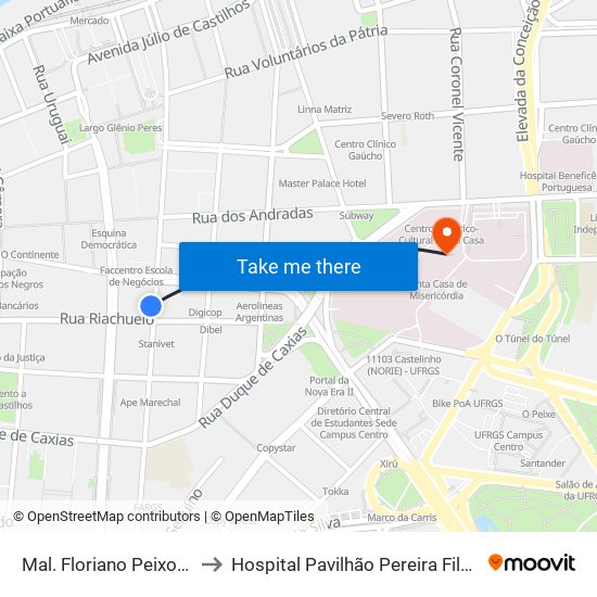 Mal. Floriano Peixoto to Hospital Pavilhão Pereira Filho map