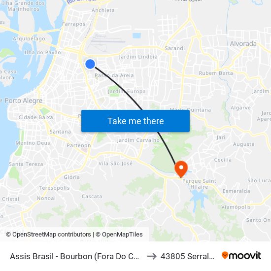 Assis Brasil - Bourbon (Fora Do Corredor) to 43805 Serralheria map