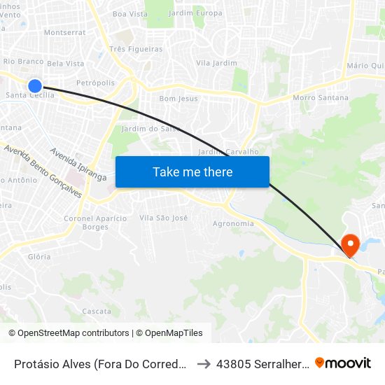 Protásio Alves (Fora Do Corredor) to 43805 Serralheria map