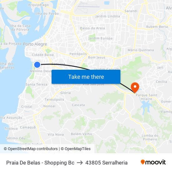 Praia De Belas - Shopping Bc to 43805 Serralheria map