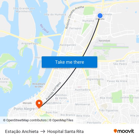 Estação Anchieta to Hospital Santa Rita map
