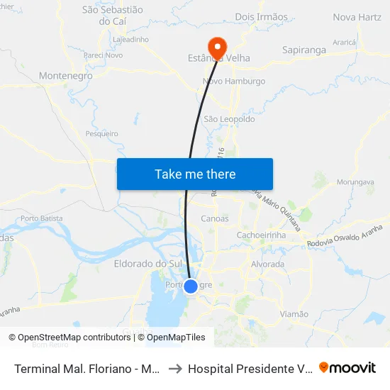 Terminal Mal. Floriano - Mercado to Hospital Presidente Vargas map