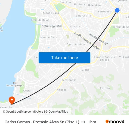 Carlos Gomes - Protásio Alves Sn (Piso 1) to Hbm map