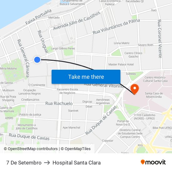 7 De Setembro to Hospital Santa Clara map