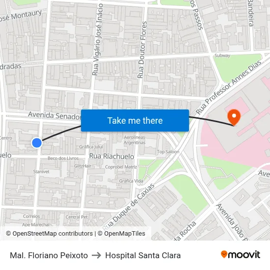 Mal. Floriano Peixoto to Hospital Santa Clara map