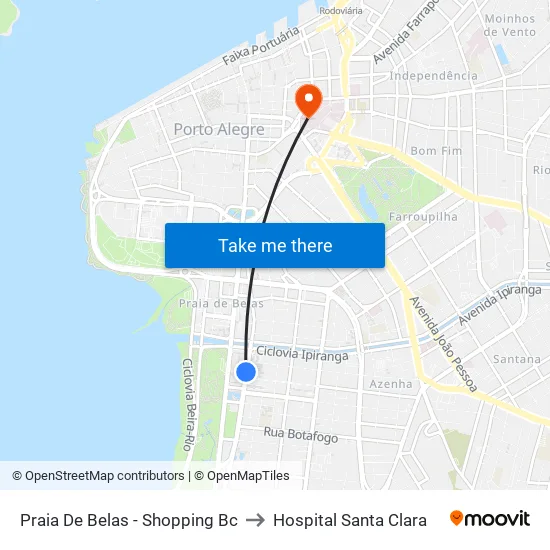 Praia De Belas - Shopping Bc to Hospital Santa Clara map