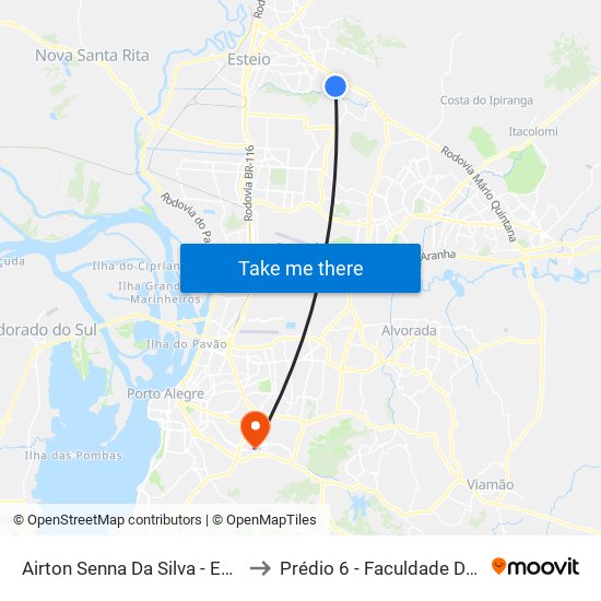 Airton Senna Da Silva - Esc. Paulo Freire to Prédio 6 - Faculdade De Odontologia map