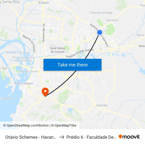 Otávio Schemes - Havan / Stok Center to Prédio 6 - Faculdade De Odontologia map