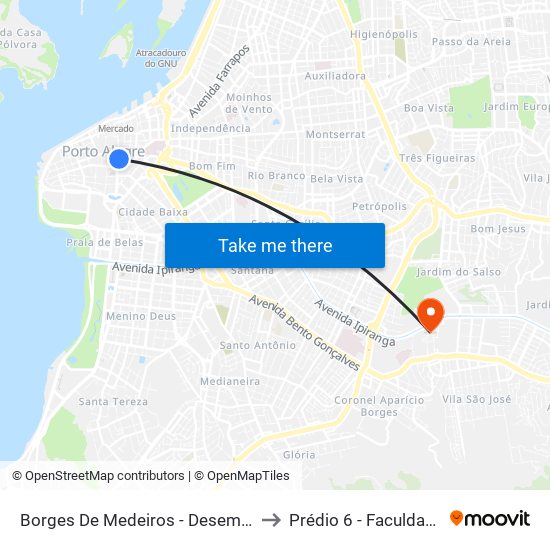 Borges De Medeiros - Desembarque (Exceto 149 E 177) to Prédio 6 - Faculdade De Odontologia map