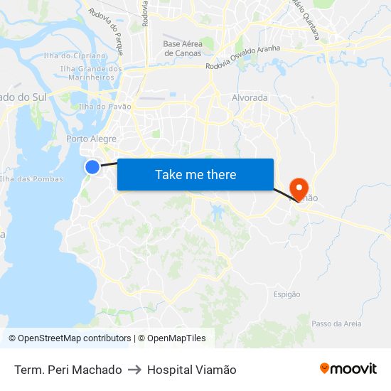 Term. Peri Machado to Hospital Viamão map