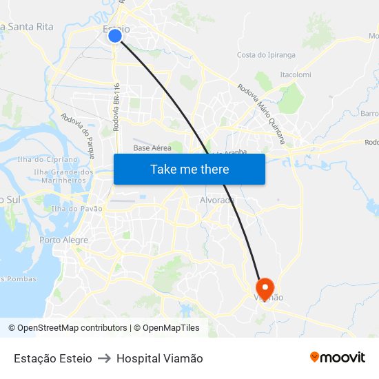 Estação Esteio to Hospital Viamão map