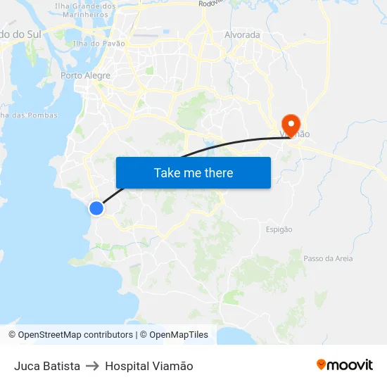 Juca Batista to Hospital Viamão map