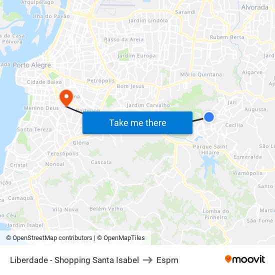 Liberdade - Shopping Santa Isabel to Espm map