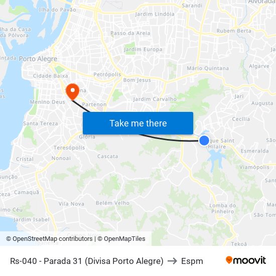 Rs-040 - Parada 31 (Divisa Porto Alegre) to Espm map