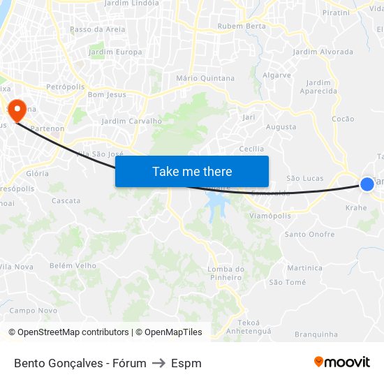 Bento Gonçalves - Fórum to Espm map