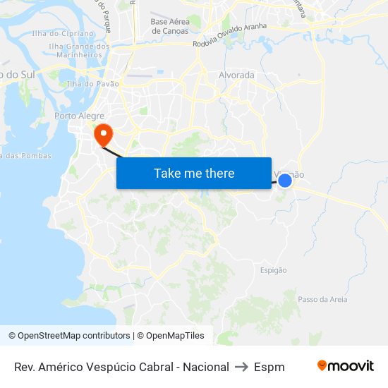 Rev. Américo Vespúcio Cabral - Nacional to Espm map