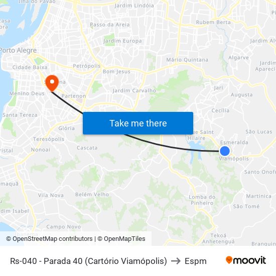 Rs-040 - Parada 40 (Cartório Viamópolis) to Espm map