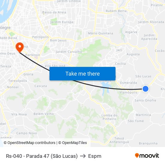 Rs-040 - Parada 47 (São Lucas) to Espm map